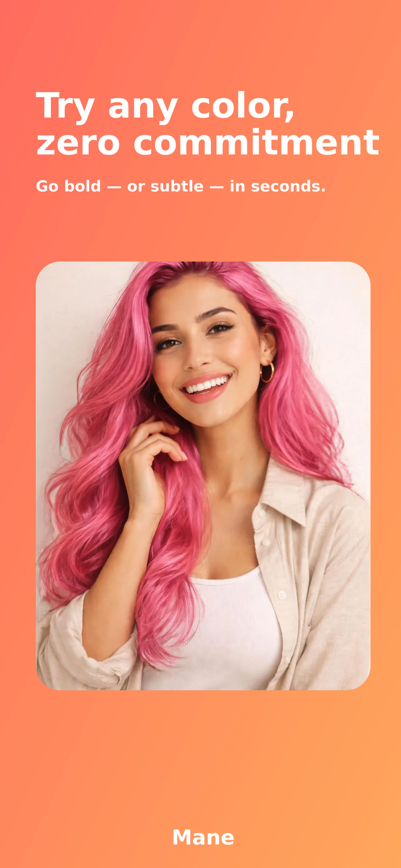 Mane app: hair color try-on screen