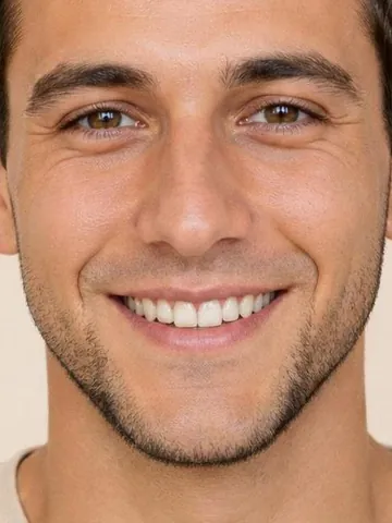 Man with a chin strap beard along the jawline, close-up