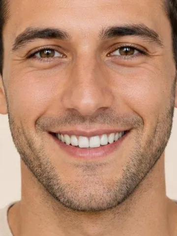 Man with faded stubble, close-up