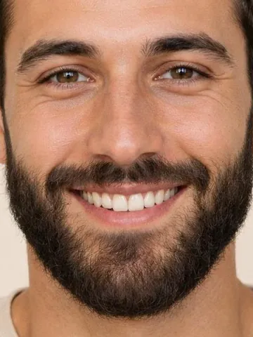 Man with a full beard, close-up