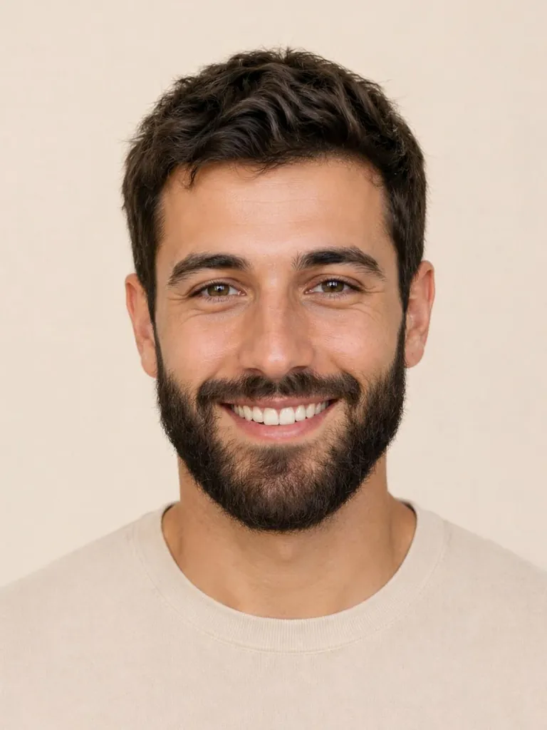 Man with a full beard, close-up