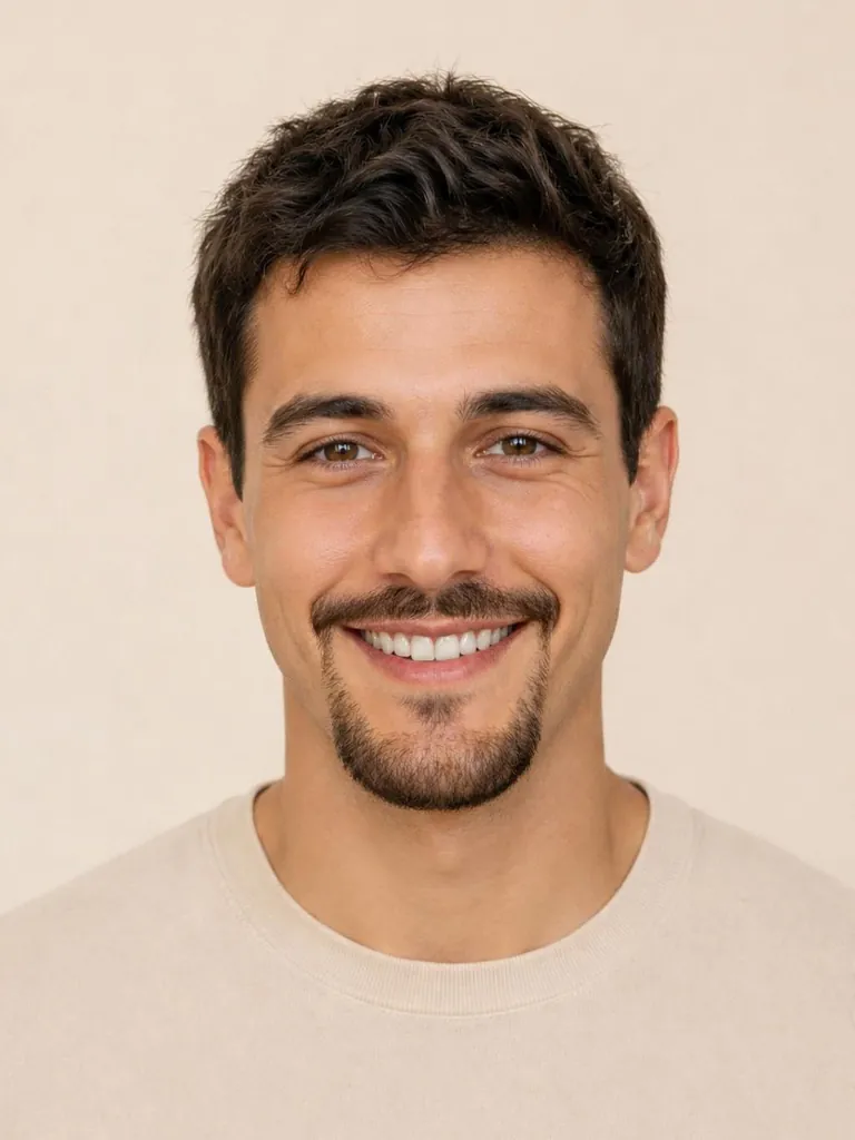 Man with a goatee, close-up