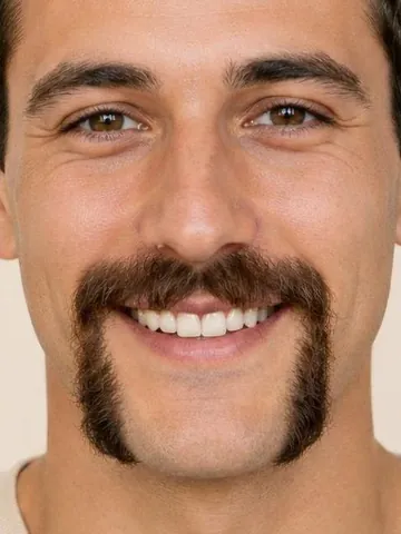 Man with a horseshoe mustache, close-up