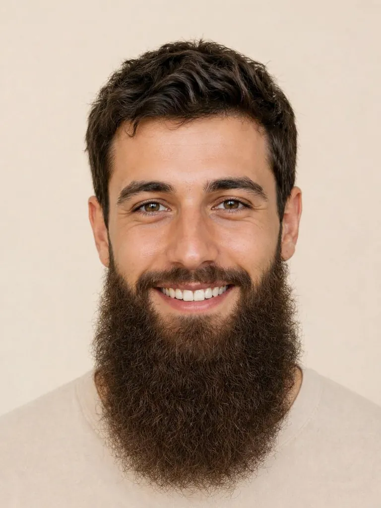 Man with a long, bushy beard, close-up
