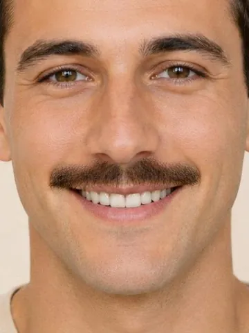 Man with a natural mustache, close-up