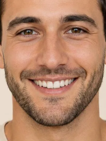 Man with a short boxed beard, close-up