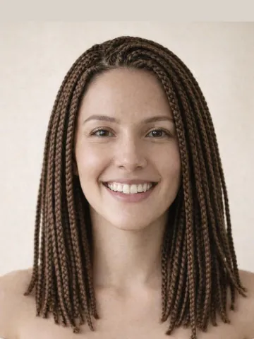 Long box braids hairstyle, front view