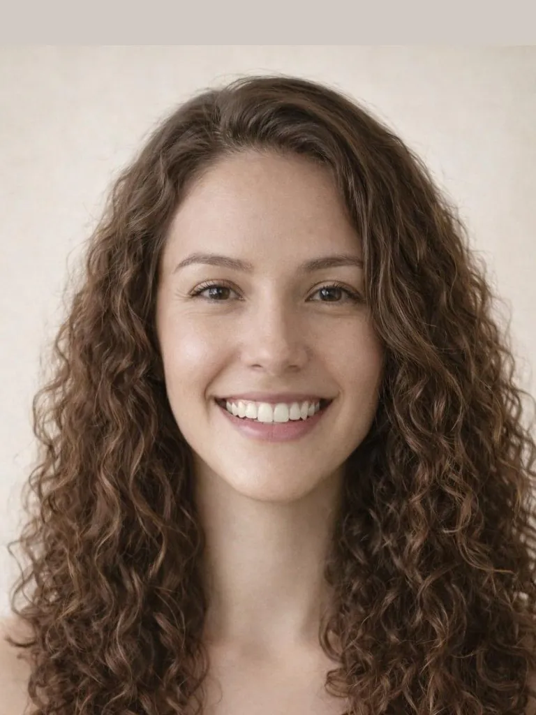 Long curly hairstyle, front view