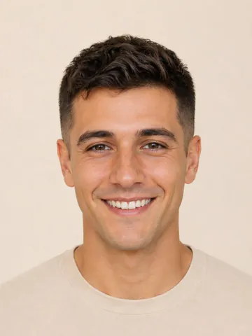 Fade haircut, front view