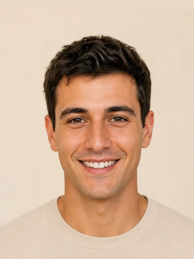 Before: the catalog model without Faux Hawk
