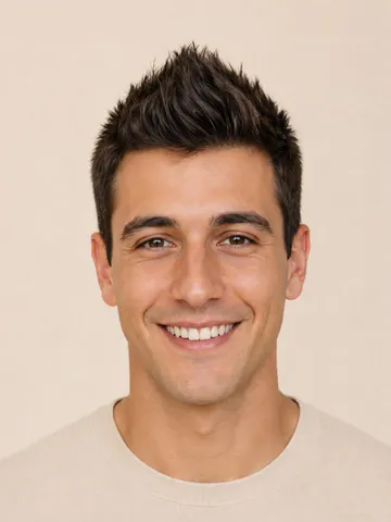 Faux hawk with short sides and a raised middle, front view