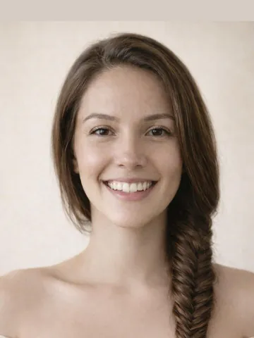 Fishtail braid over the shoulder, front view