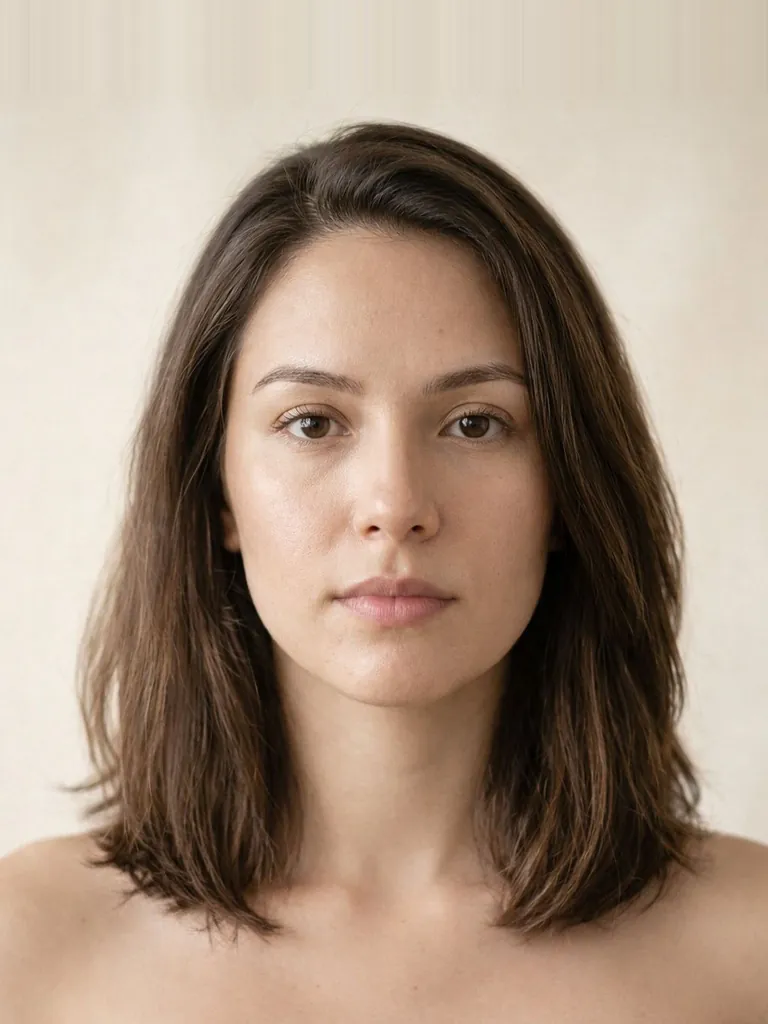 Before: the catalog model without Hime Cut