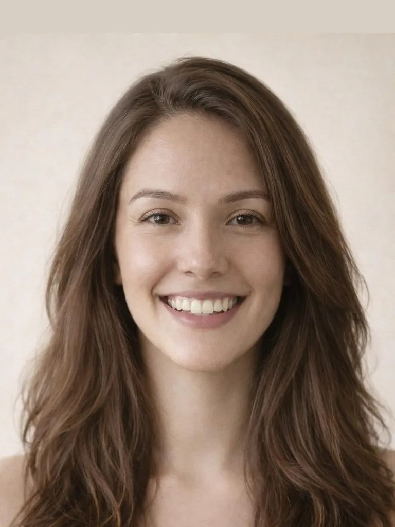 Long layered hairstyle, front view