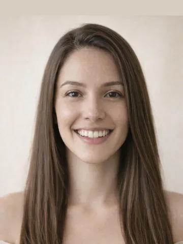 Long straight hairstyle, front view