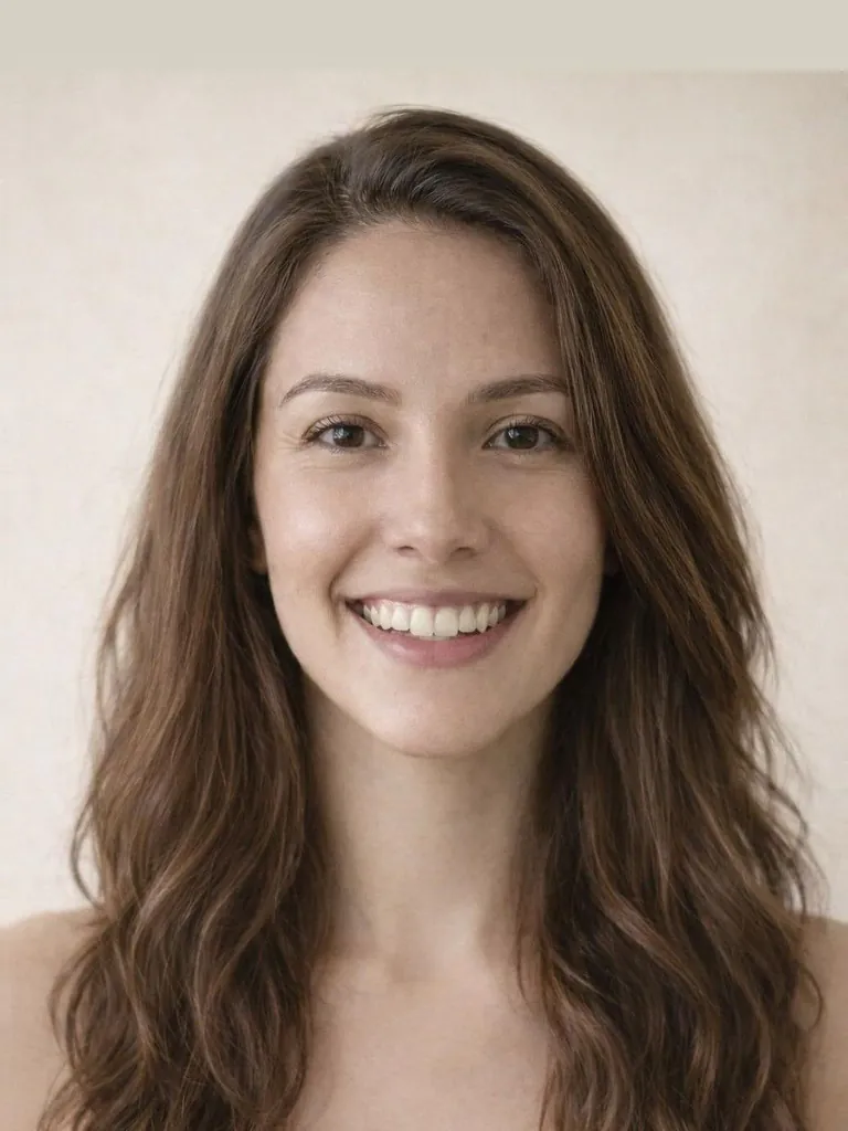Long wavy hairstyle, front view