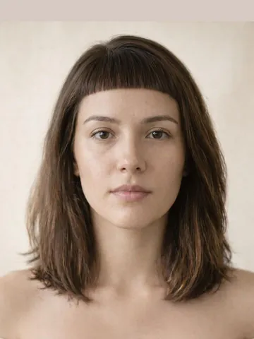 Micro bangs cut high on the forehead, front view