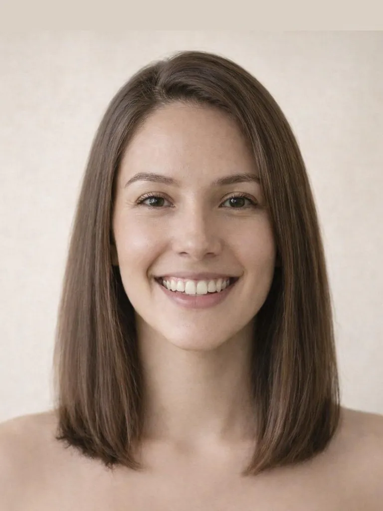 Shoulder-length medium straight hairstyle, front view