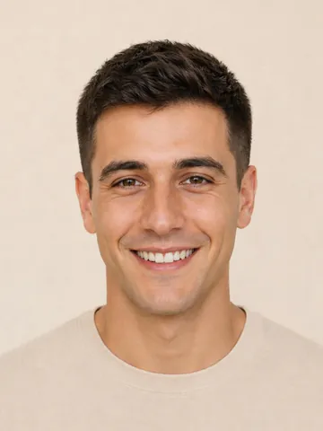 Taper fade with short sideburns and neckline, front view